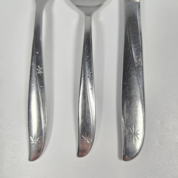 Vintage Oneida Community CHILD size Twin Star Fork Spoon Knife Atomic Starburst - Picture 2 of 4